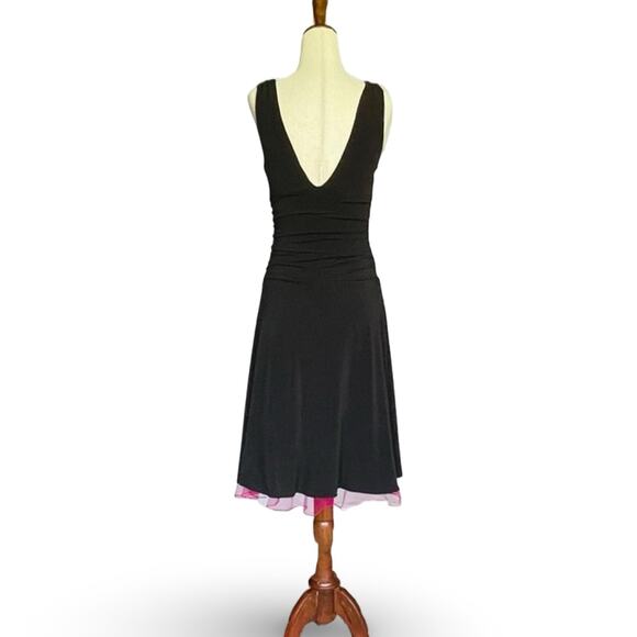 Y2K Windsor Fit & Flare Dress | Black & Pink | Ruched | Peekaboo Crinoline | S - Picture 6 of 11